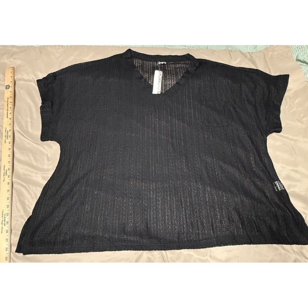 Bloom Chic Black Short Sleeve Mesh Swim Cover Up Size 6X NWT